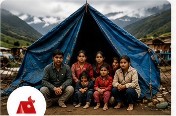 Flood damage in Nepal requiring emergency shelter